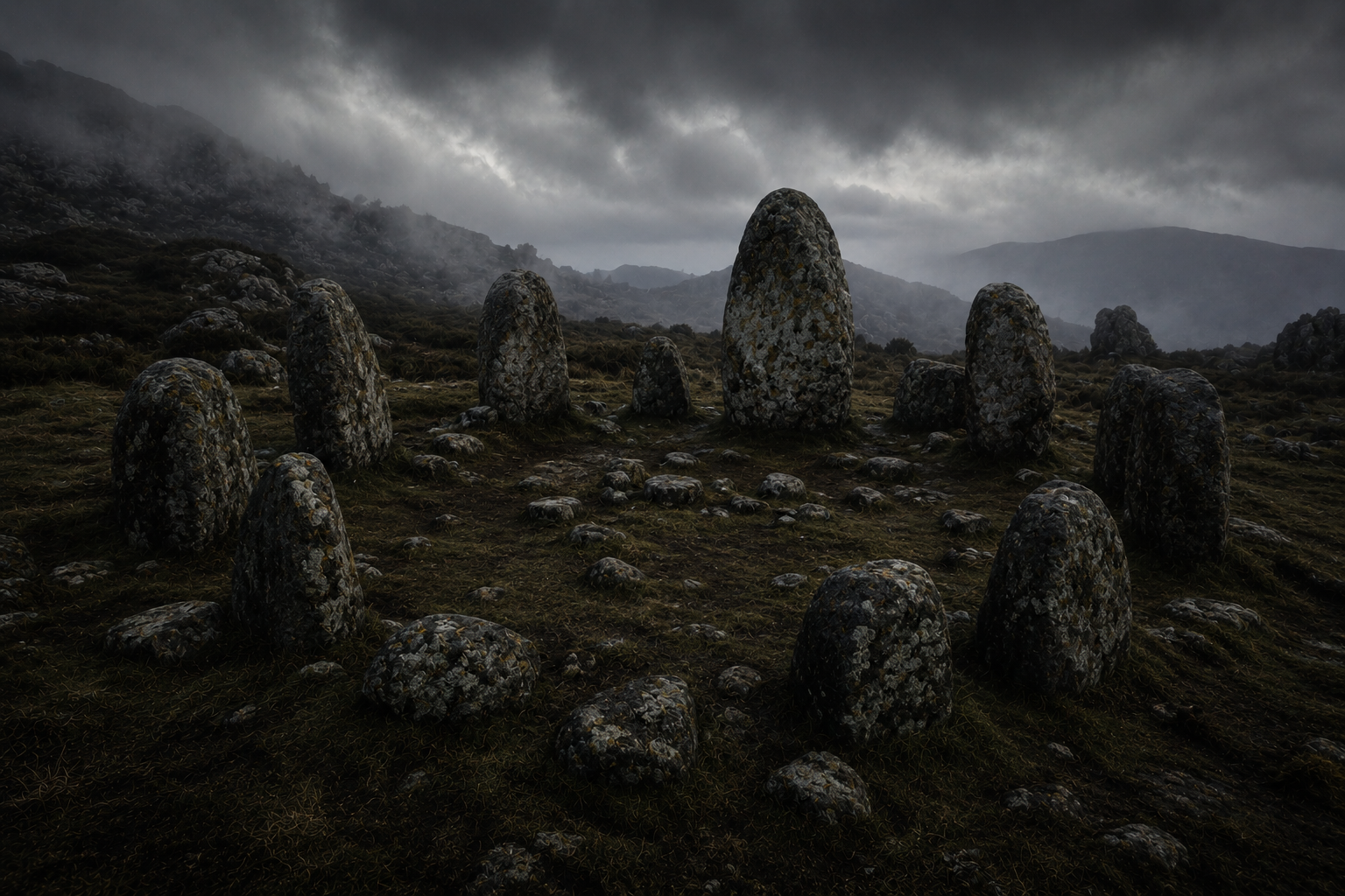 Ancient standing stones in the Serra da Estrela mountains